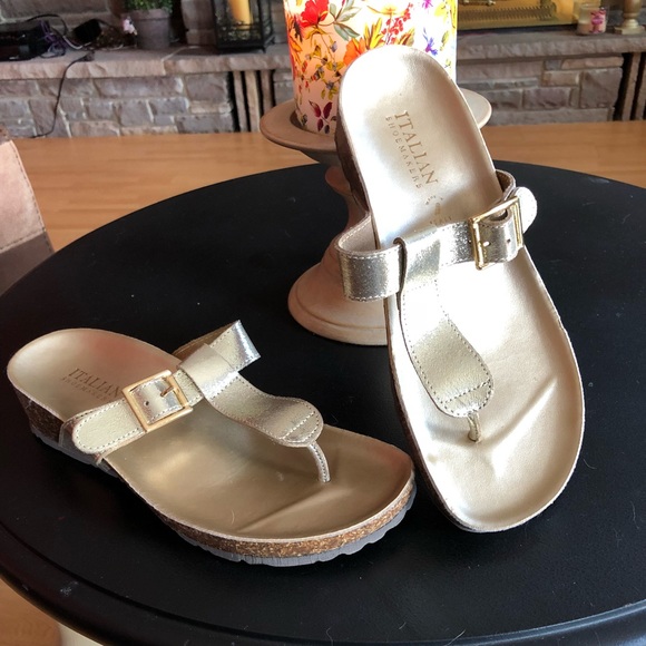 italian shoemakers gold sandals